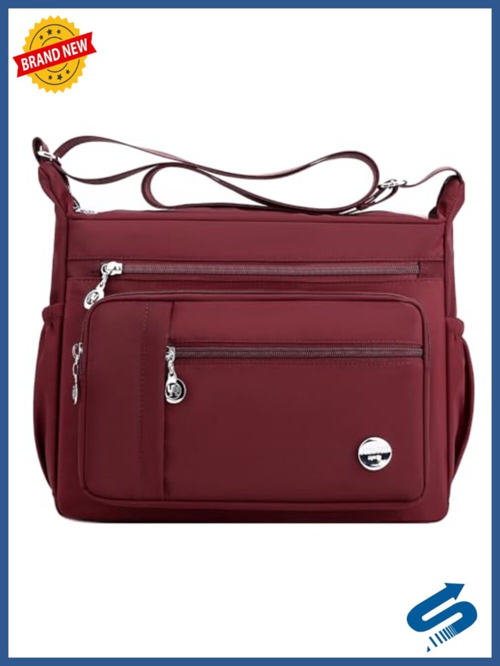 Nylon Satchel Handbag with Multiple Pockets - Crossbody Tote